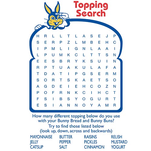 topping search activity sheet